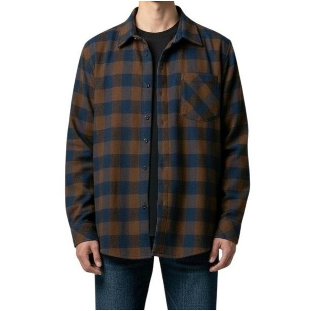 NEW Nomad Thermal Flannel Shirt Mens Medium Lined Blue Brown Plaid Nomad Sierra